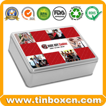 Food Grade Rectangular Metal Can Tin Container for Cookie Biscuit